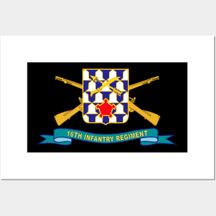 16th Infantry Regiment - DUI w Br - Ribbon X 300 Posters and Art